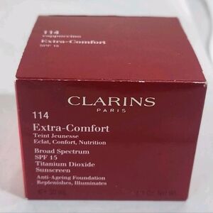 NIB Clarins Extra Comfort SPF 15 Anti-Ageing Foundation In Shade 114 Cappuccino